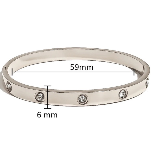 IG Style Inlay Round Stainless Steel Zircon PVD 18K Gold Bangle - Picture 2 of 2